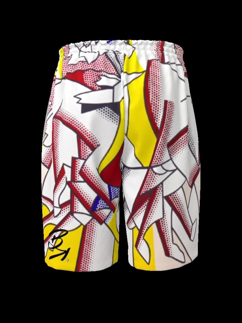 Men's Pop-Art Athletic Shorts in Yellow, White & Red | >>Red Horsemen<<